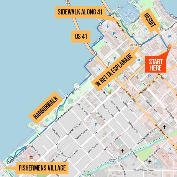 Map identifying running route from Celtic Ray Public House