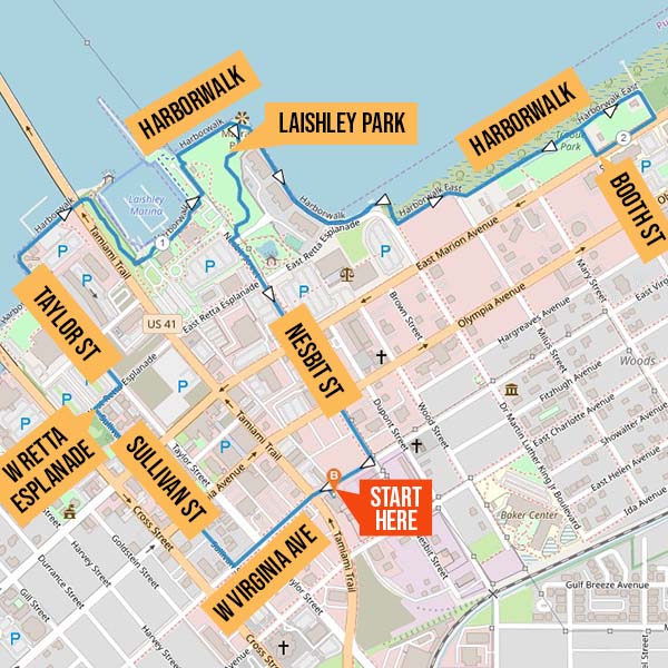 Map identifying running route from Ice House Pub
