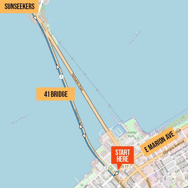 Map identifying running route from Ortigia Cucina & Bar