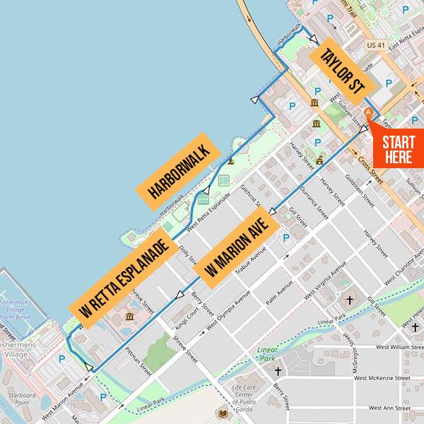 Map identifying walking route from Ortigia Cucina & Bar
