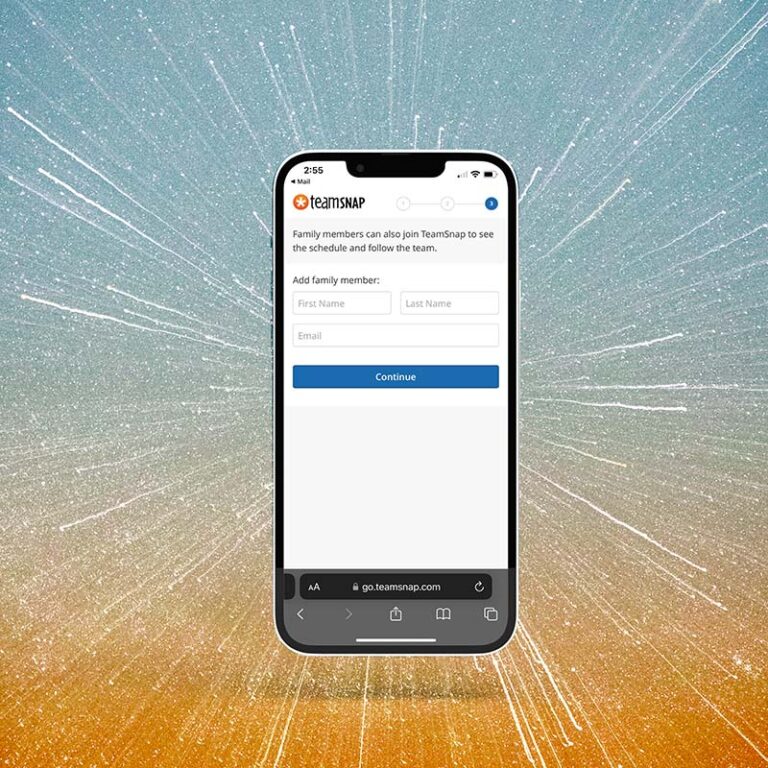 Mobile phone showing steps of getting started with the Punta Gorda Pub Run TeamSNAP app