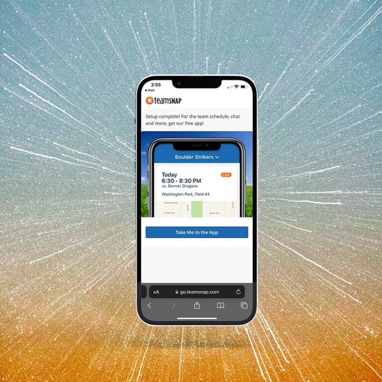 Mobile phone showing steps of getting started with the Punta Gorda Pub Run TeamSNAP app
