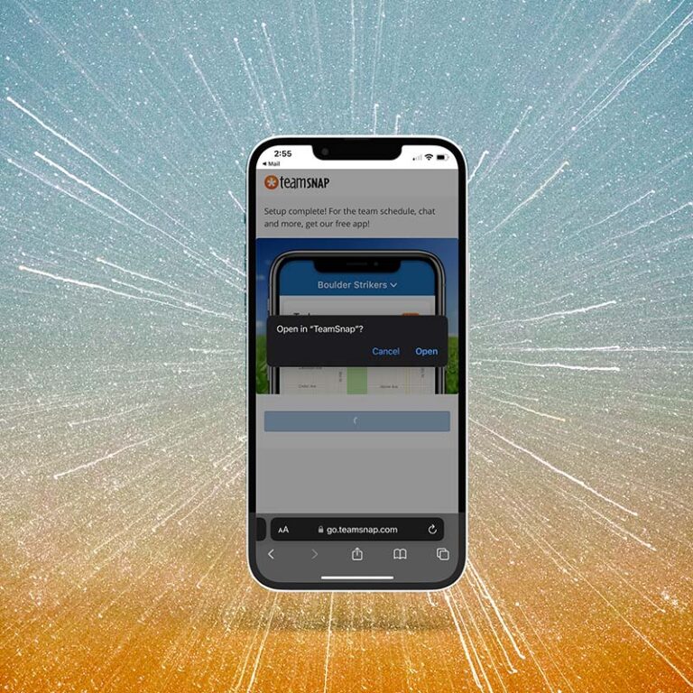 Mobile phone showing steps of getting started with the Punta Gorda Pub Run TeamSNAP app